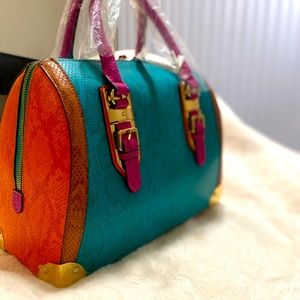 Multi color snake skin bag
